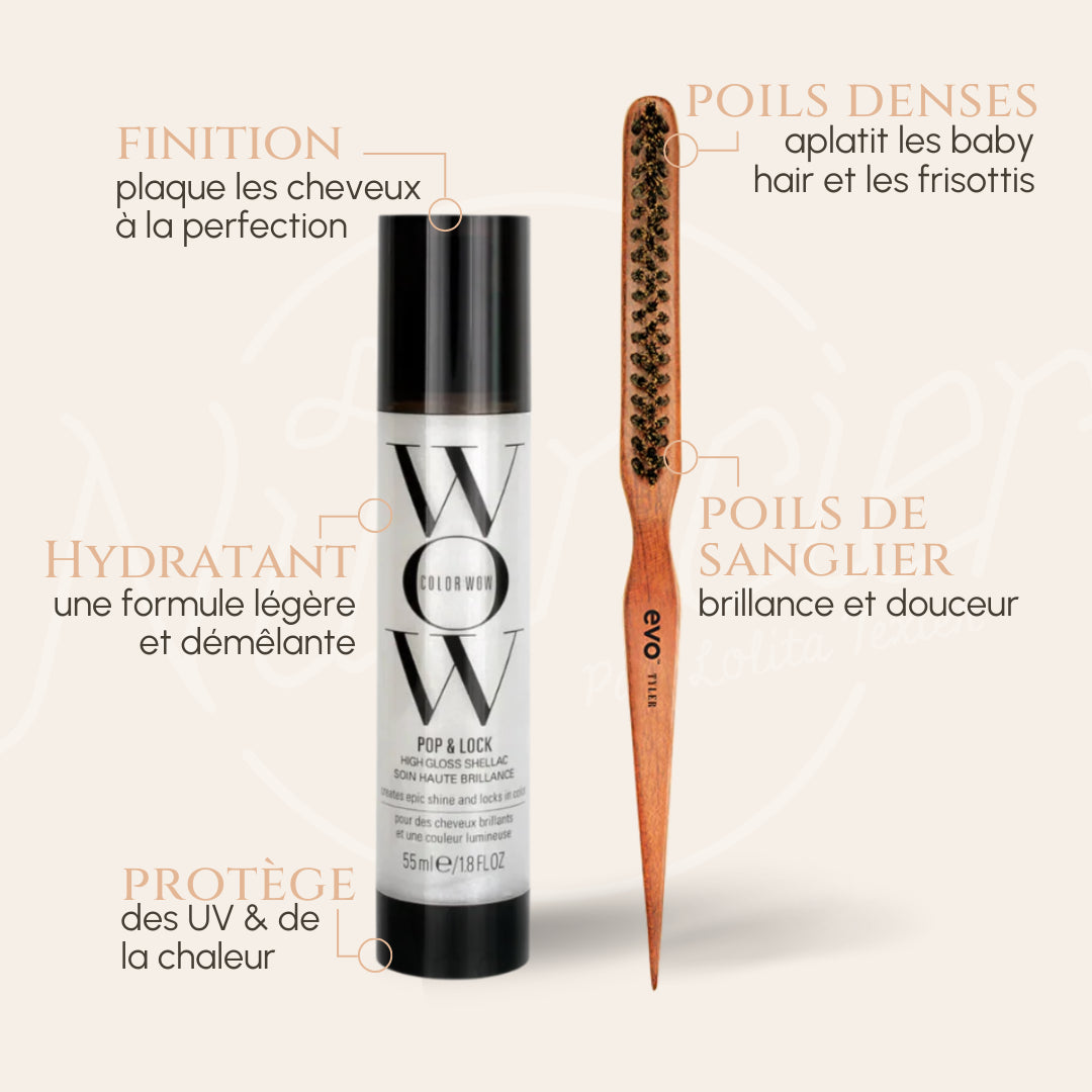 Duo sleek hair Pop & Lock Color Wow Tyler Brush Evo